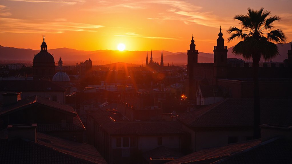 alhambra silhouette golden hour