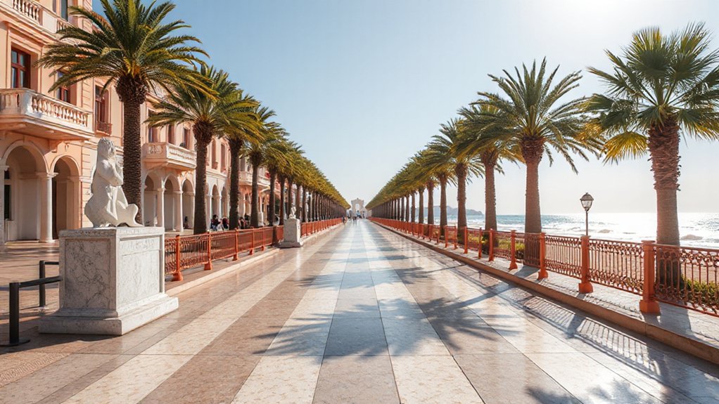 artful promenade with coastal views