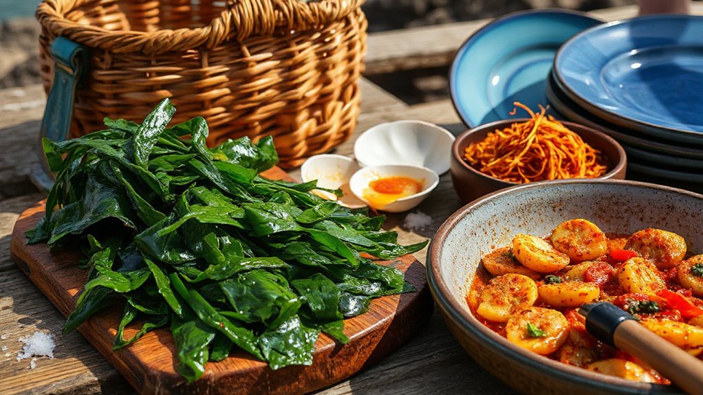 briny coastal seaweed harvest