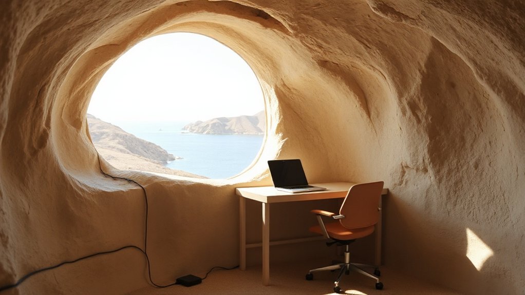 cave workspace with natural flow