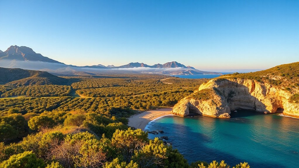 coastal cliffs pine forests
