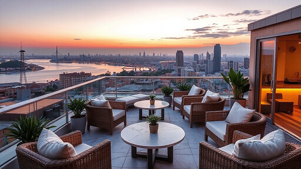 coastal inspired modern rooftop ambiance