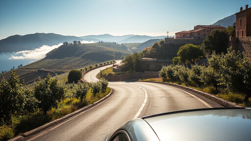 driving through spanish vineyards