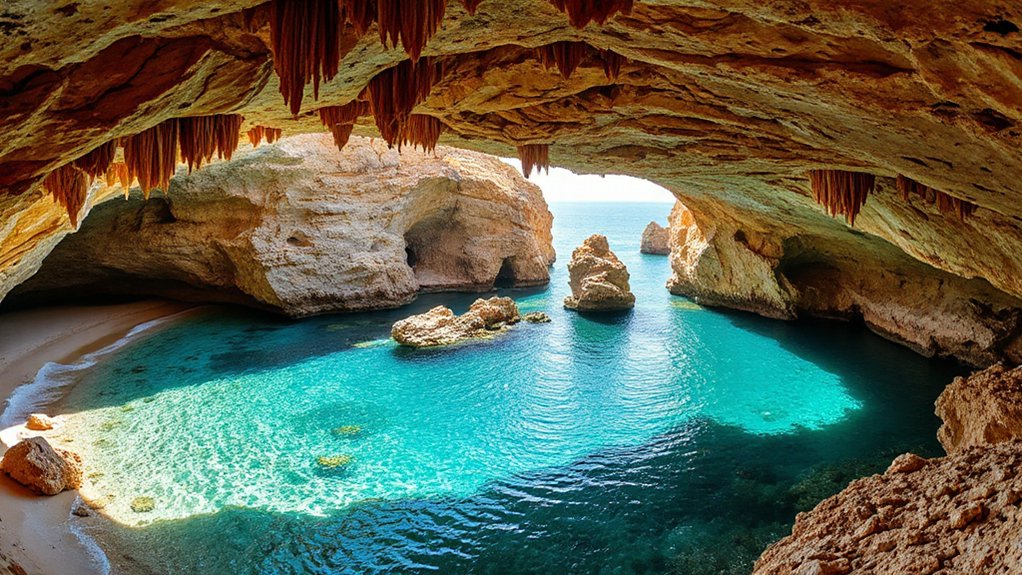 limestone caves glow softly