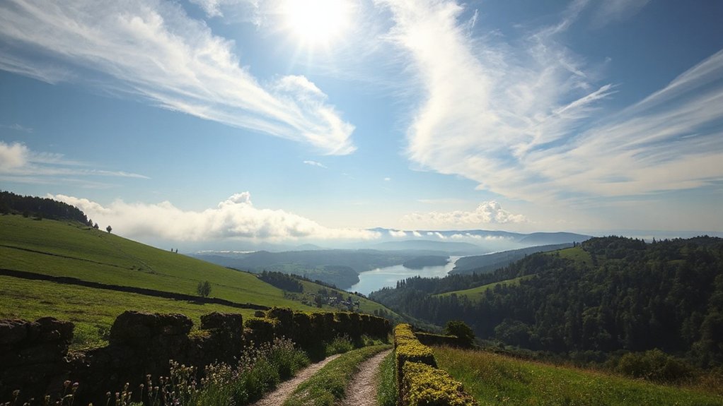 misty hills blooming wildflowers