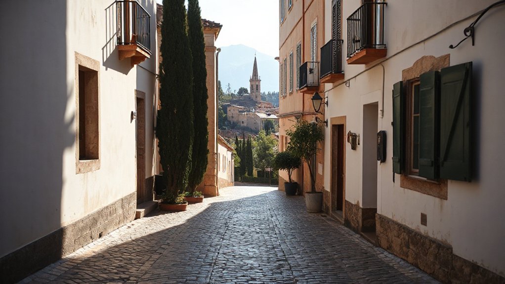 narrow whitewashed stone lanes