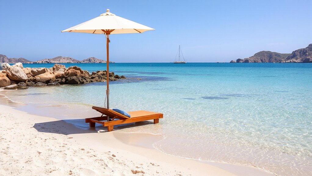 serene beaches with palms