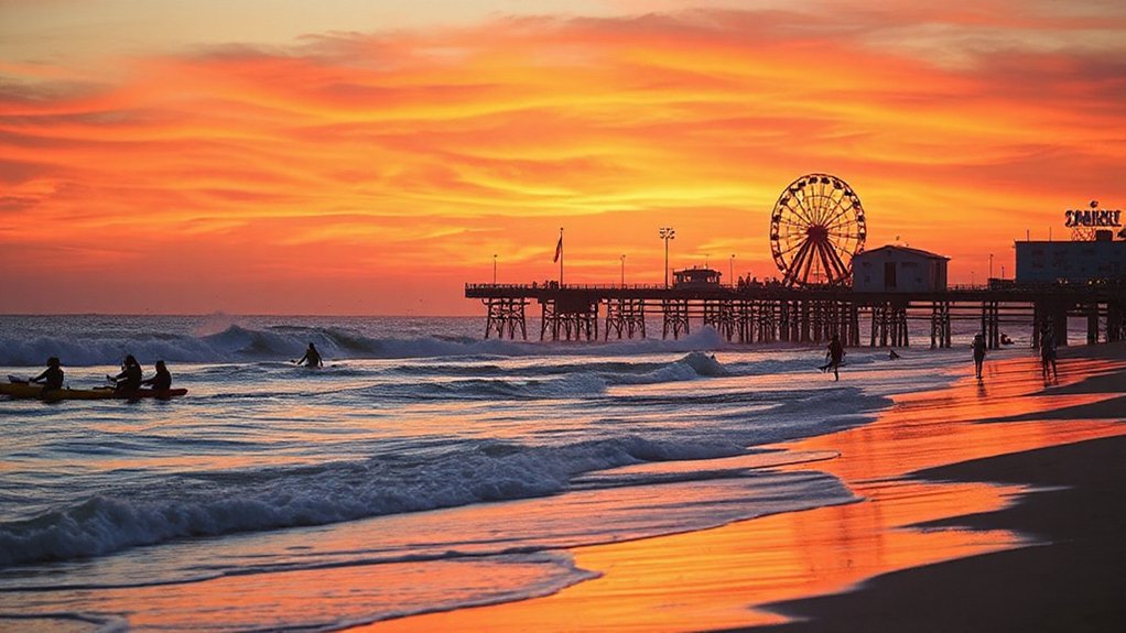 sunset pier lights salty air