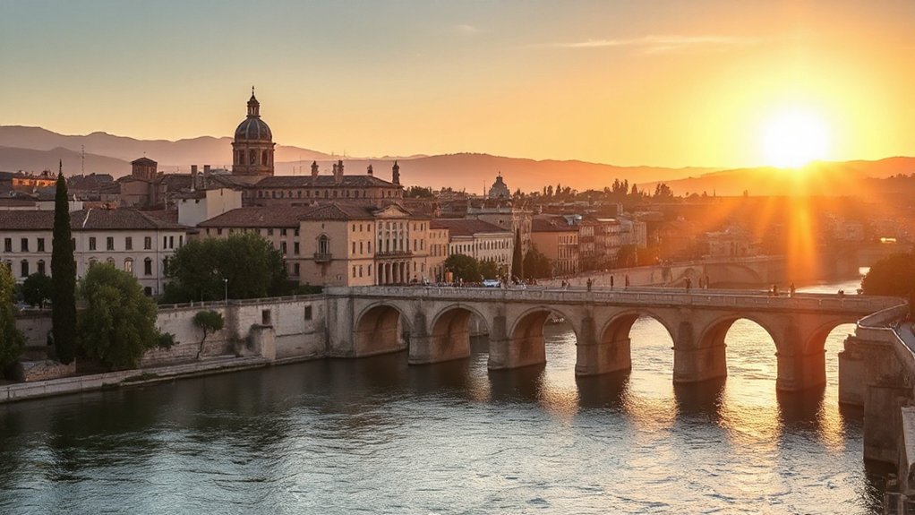 sunset reflections on river