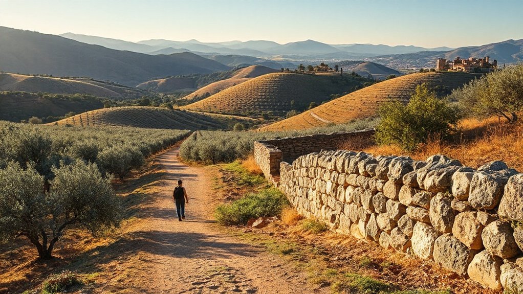 terraced hills with olives