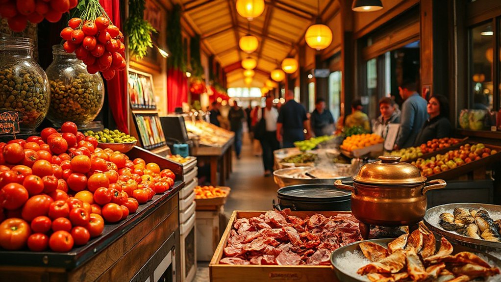 vibrant historic market interactions