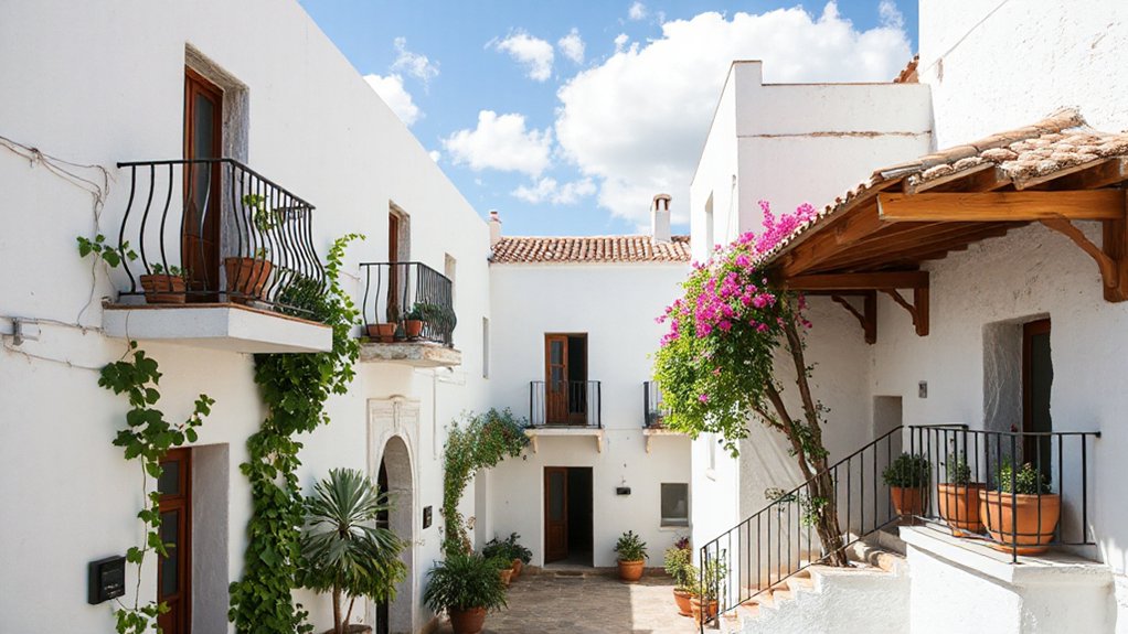 whitewashed alleys and courtyards