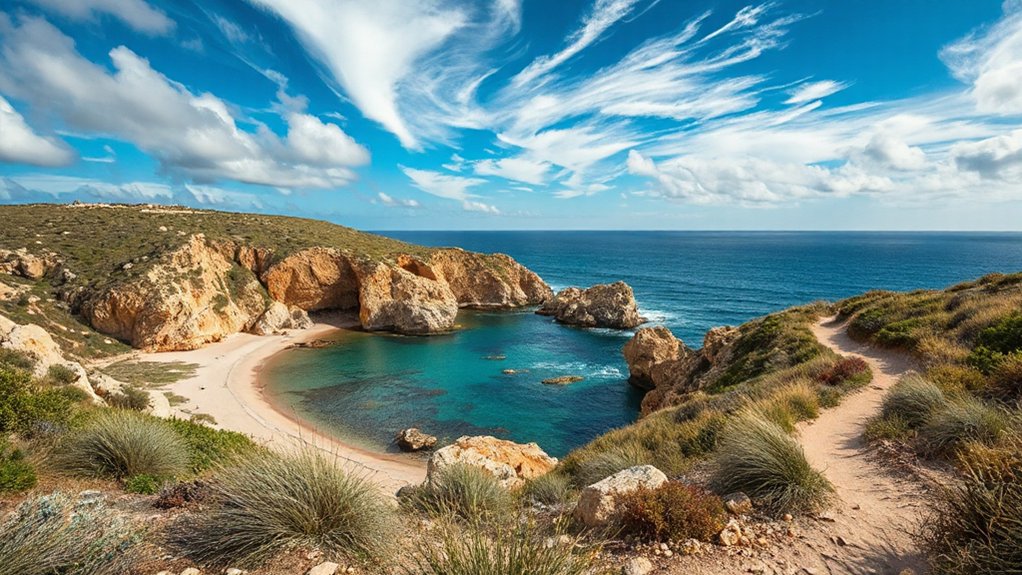 wind swept rocky seascape scenery